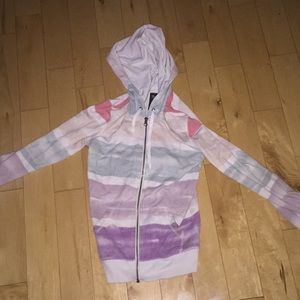 White faded purple teal faded pink and light pink